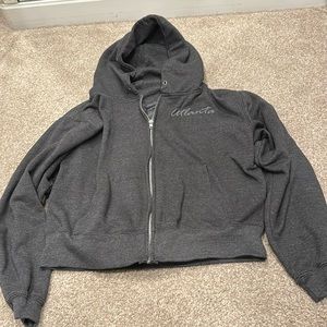 Full zip-up hoodie sweatshirt gray grey with Atlanta print logo Sz Woman Small